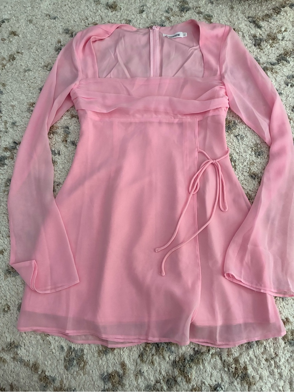Beginning Boutique Soft Pink Long-Sleeve Wrap Mini Dress